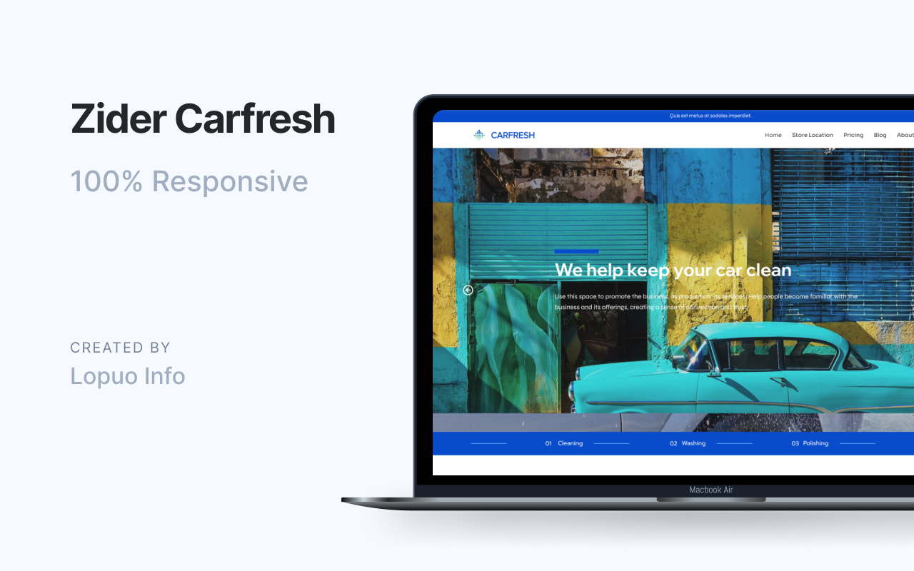 Zider Carfresh- for car washing, maintenance, and basic repair services Wix  website Template ｜Wix Studio Template